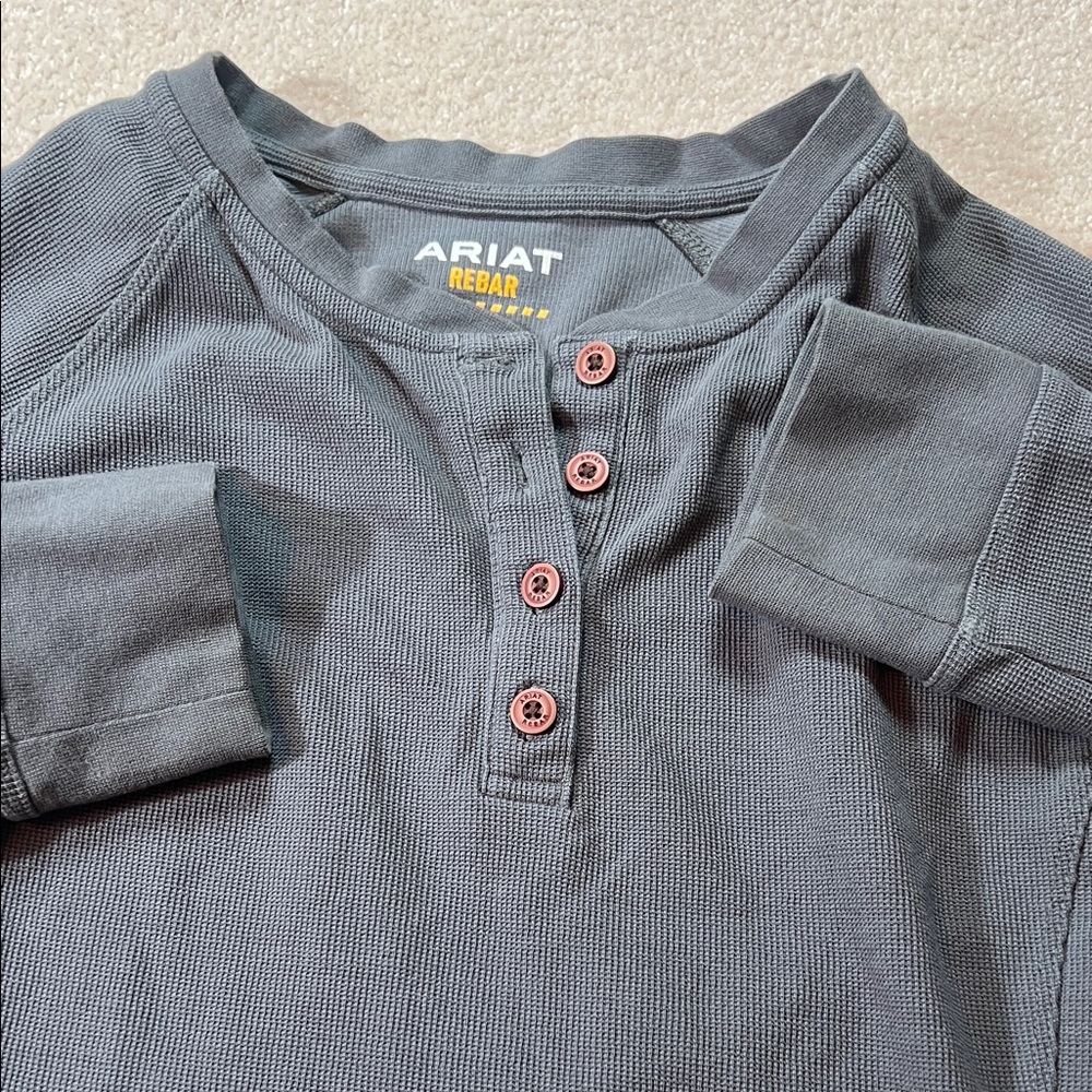 Ariat Rebar Mens Gray Thermal Henley Long Sleeve‎ Shirt S/P